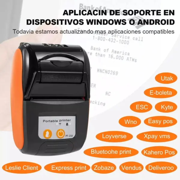 Impresora Térmica 58mm Inalámbrica Portatil USB y Bluetooth - Imagen 5